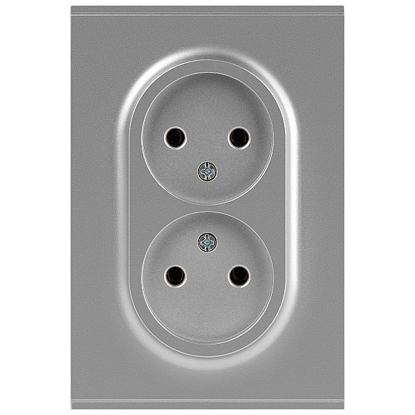 Розетка ЭРА Arktik 16-2107-03 без заземления двойная 2X2P 16А-250В алюминий Б0071683