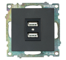 Розетка 2хUSB Stekker Катрин черный GLS10-7115-05 39616