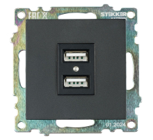 Розетка 2хUSB Stekker Катрин черный GLS10-7115-05 39616