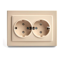 Розетка двойная 2P+PE Stekker Эрна со шторками слоновая кость PST16-9014-02 39240