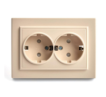 Розетка двойная 2P+PE Stekker Эрна со шторками слоновая кость PST16-9014-02 39240
