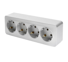 Розетка 4-местная 2P+PE Stekker София серебро MST16-14-03 49332