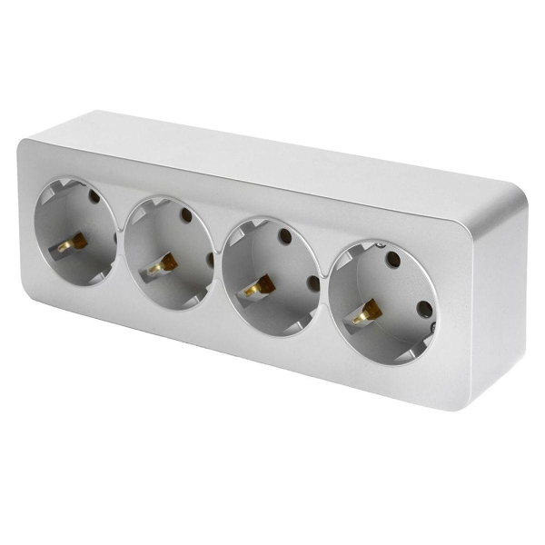 Розетка 4-местная 2P+PE Stekker София серебро MST16-14-03 49332