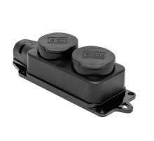 Роз. (колодка) двухмест. с защит. крышками каучуковая 230В 2P+PE 16A IP44 EKF Марс RPS-018-16-230-44