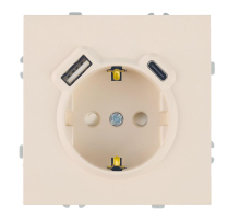 Розетка 1-местная з/ш с/з 16А + USB + Type C (механизм), Stekker, 250В, 20W Эмили, RST16-5119-08, кашемир, soft touch 50360