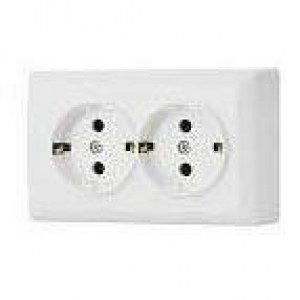 Розетка двойная 2P+E Vesta-Electric Mega белый F00050203BEL