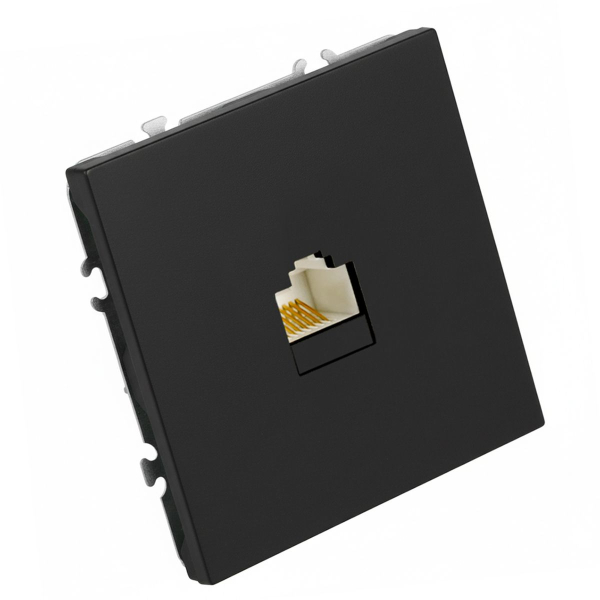 Розетка компьютерная 1-местная RJ-45 (механизм), STEKKER, серия Эмили, RST00-5117-05, черный уголь, soft touch 49847