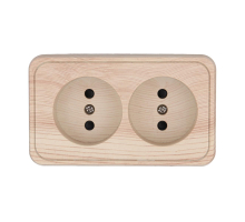 Розетка LK Studio двойная открытой установки без заземляющих контактов с защитными шторками (сосна) 813625