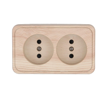 Розетка LK Studio двойная открытой установки без заземляющих контактов с защитными шторками (сосна) 813625