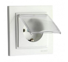 Розетка 2К+З Mono Electric Despina 16A 250V с крышкой винтовое подключение жемчуг 102-252521-118