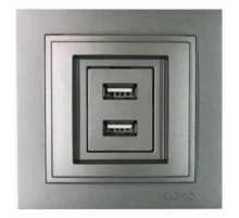 Розетка 2-а USB-зарядка Mono Electric Despina антрацит 102-242405-178