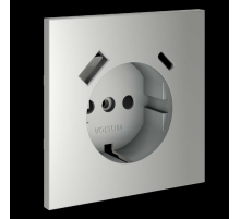 Накладка для розетки с заземлением и защитными шторками с USB A+C S70 (сталь) Voltum VLS001005