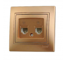 Розетка 2-ая телефонная евро Lezard Mira золото 701-1313-138
