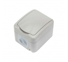 Розетка одноместная Mini OG IP54, с заземлением, о/у, серая KRANZ KR-78-0817