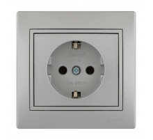 Розетка с зазем. Lezard Mira серебро 701-1010-122B