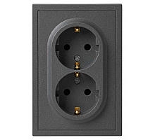 Розетка ЭРА Galaxy 15-2104-06 с заземлением двойная 2X2P+E Schuko 16А-250В IP20 графит Б0070687