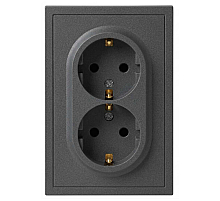 Розетка ЭРА Galaxy 15-2104-06 с заземлением двойная 2X2P+E Schuko 16А-250В IP20 графит Б0070687