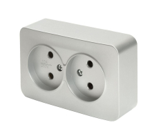 Розетка двойная 2P Stekker София серебро MST10-12-03 49327