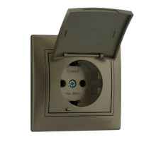 Розетка с зазем. с крышкой Lezard Mira коричневая 701-3131-123