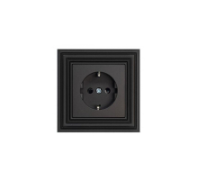 Розетка 2P Liregus Retro со шторками черный матовый 29-224