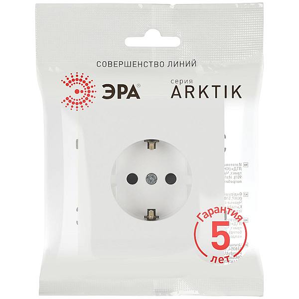 Розетка ЭРА Arktik 16-2101-08 с заземлением 2P+E Schuko 16А-250В белый матовый Б0070421