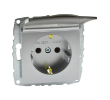 Розетка 2К+З Mono Electric Despina/ Larissa 16A 250V с крышкой винтовое подключение серебро 500-002121-118