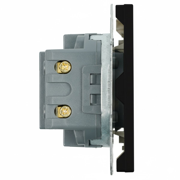 Розетка 2-местная USB + Type C (механизм), STEKKER, 250В, 20W, серия Эмили, RST10-5115-05, черный уголь, soft touch 49853