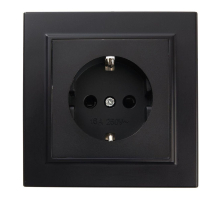 Розетка 2P+PE Stekker Эрна со шторками черный PST16-9010-03 39479