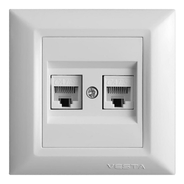 Розетка 2xLAN Vesta-Electric Roma белый FRZCW010102BEL Розетка 2xLAN Vesta-Electric Roma белый FRZCW010102BEL