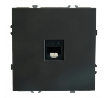 Розетка компьютерная 1-местная RJ-45 (механизм), STEKKER, серия Эмили, RST00-5117-05, черный уголь, soft touch 49847