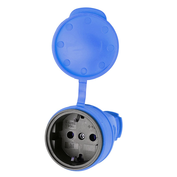 Розетка переносная 2P+PE Stekker Одри с крышкой синий RST16-21-44 39196