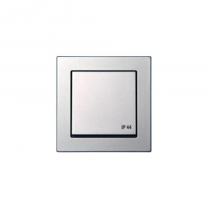 Розетка 2P+E Liregus Epsilon с крышкой серебро 28-1765