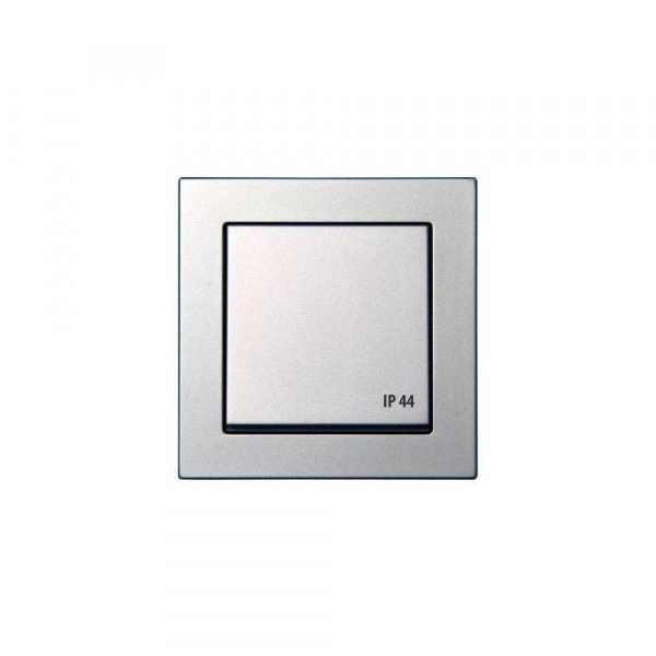 Розетка 2P+E Liregus Epsilon с крышкой серебро 28-1765
