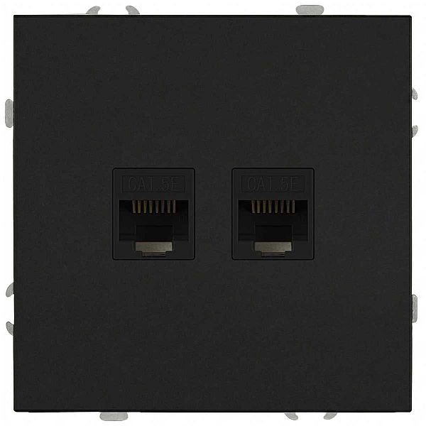 Розетка ЭРА Galaxy 15-3108-05 информационная двойная 2XRJ45 IP20 антрацит Б0070764