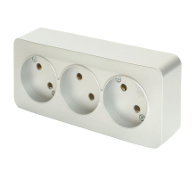 Розетка тройная 2P Stekker София серебро MST10-13-03 49329