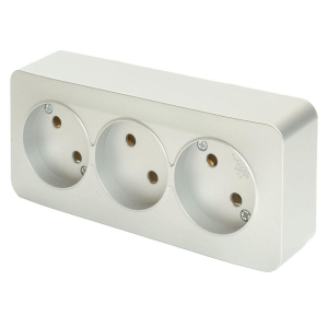 Розетка тройная 2P Stekker София серебро MST10-13-03 49329