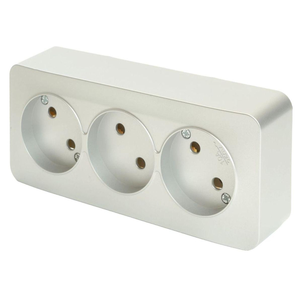 Розетка тройная 2P Stekker София серебро MST10-13-03 49329