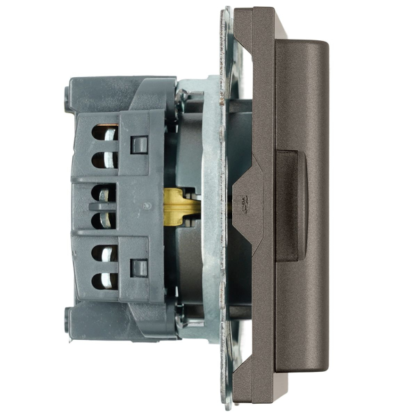 Розетка 1-местная с крышкой с защ. штор, Stekker, с/з, IP42, 250В, 16А Эмили, RST16-5112-09, антрацит, soft touch 49933