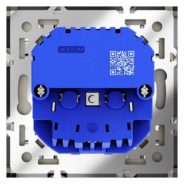 Розетка встраиваемая Voltum S70 с заземлением и защитными шторками, 16А, с USB, A+A, (сталь) VLS040405