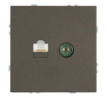 Розетка TV + компьютерная RJ-45 (механизм), Stekker Эмили, RST00-5106-09, антрацит, soft touch 49924