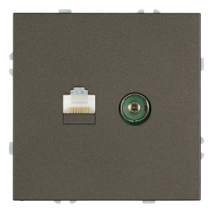 Розетка TV + компьютерная RJ-45 (механизм), Stekker Эмили, RST00-5106-09, антрацит, soft touch 49924
