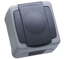 Розетка Makel 1-м ОП 16А IP55 с заземл. с крышкой сер. 36064099