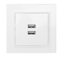 Минск Розетка USB 2-местная СП 2,1А белая EKF ERR-2USB-100