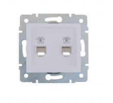 Розетка 2-ая телефонная евро Lezard Karina белая 707-0288-138