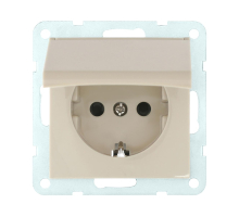 Розетка LK Studio с з/к, шторками и крышкой (бежевый) LK60 863401-1
