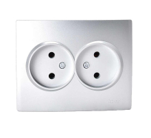 Розетка 2-ая без зазем. Lezard Karina серебро 707-4300-128B