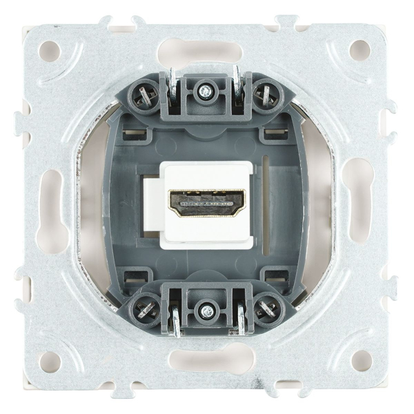 Розетка HDMI 2.0 Type A (механизм), STEKKER, серия Эмили, RST00-5118-01, белый фарфор, soft touch 50163