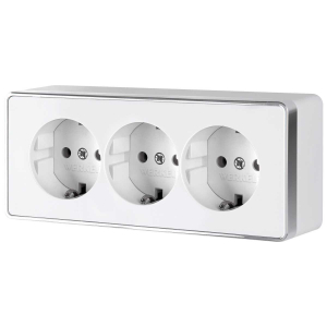 Розетка тройная с заземлением и шторками Werkel Gallant белый W5073101 4690389163913