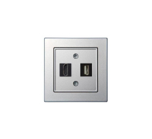 Розетка HDMI/USB Liregus Epsilon серебро 28-1856