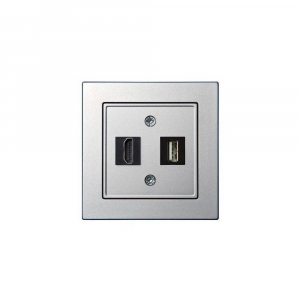 Розетка HDMI/USB Liregus Epsilon серебро 28-1856